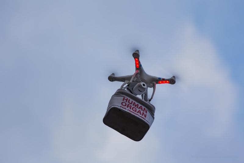 Drones transporting human organs